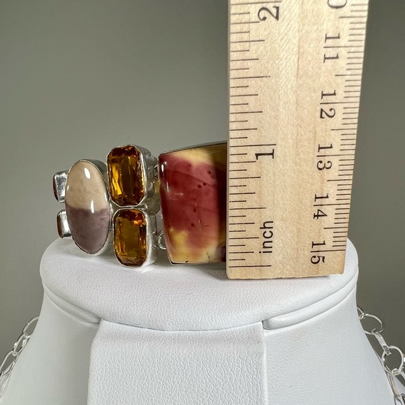 Mookaite Jasper 925 Large Gemstone Necklace & Bracelet - Picture 8 of 10